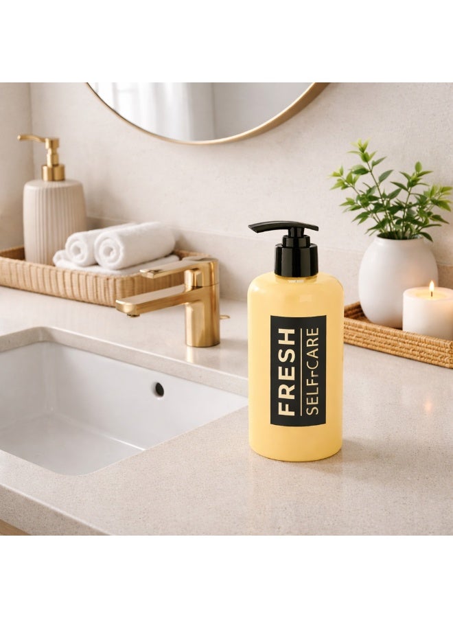 Reusable Liquid Soap Dispenser Bottle with Pump, Durable Plastic Refillable Container for Bathroom & Kitchen, 500ml (yellow) - Image 2